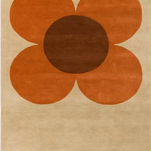 Orla Kiely Flower Placement Rug – Pumpkin / Ecru (158203)