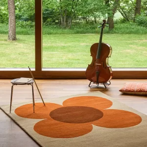Orla Kiely Flower Placement Rug – Pumpkin / Ecru (158203)
