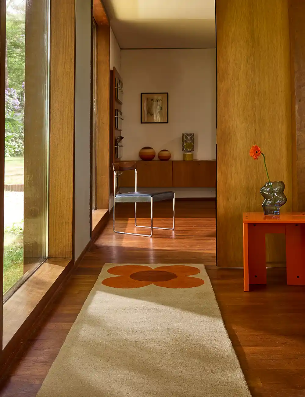 Orla Kiely Flower Placement Rug – Pumpkin / Ecru (158203) - Image 8