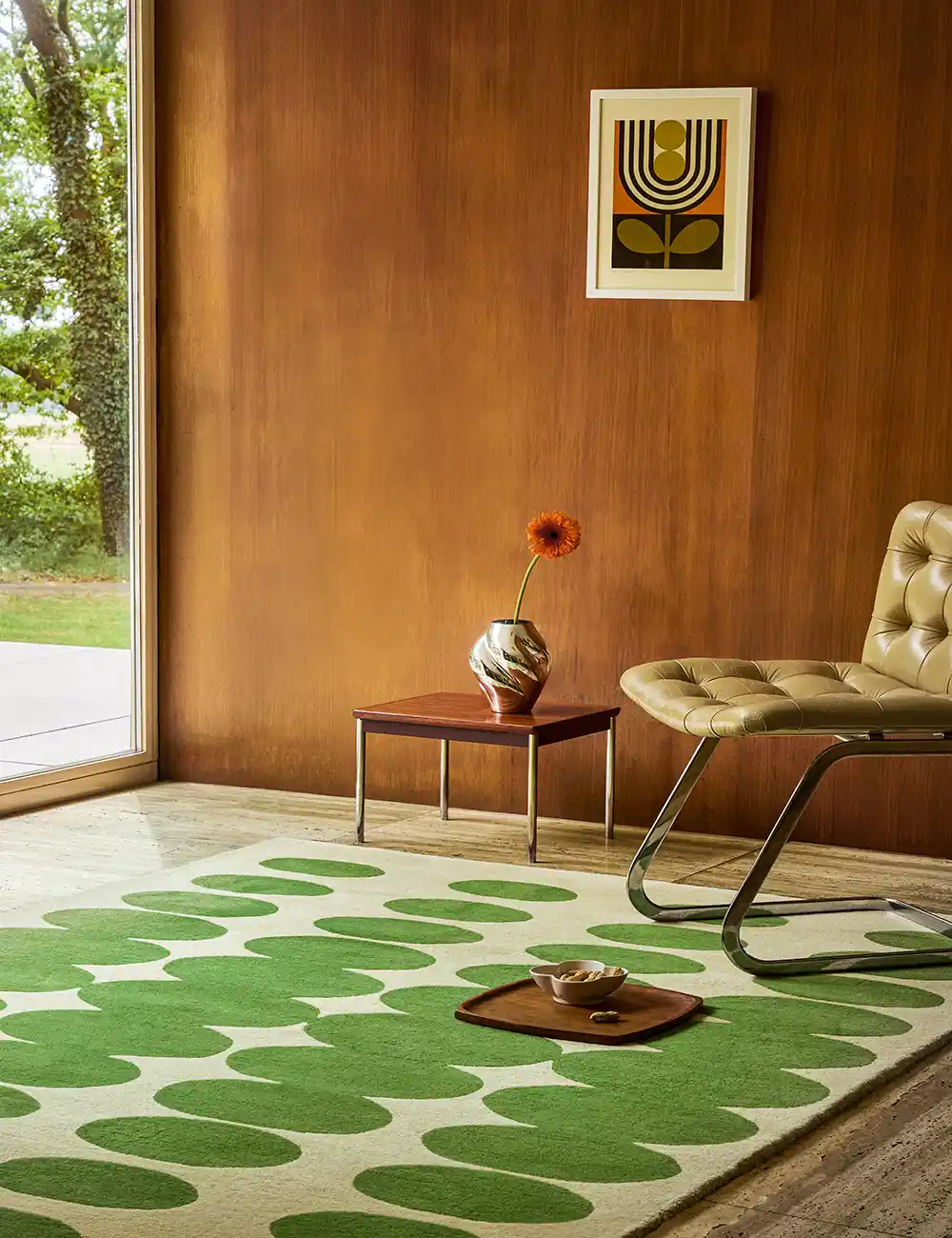 Orla Kiely Optical Oval Rug – Green / Cream (157707) - Image 2