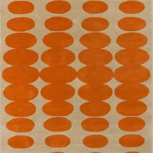 Orla Kiely Optical Oval Rug – Orange / Sand (157703)
