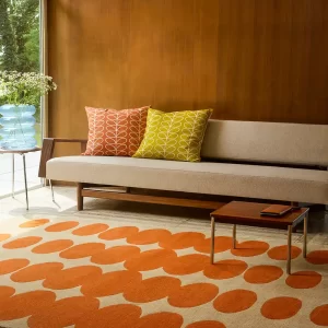 Orla Kiely Optical Oval Rug – Orange / Sand (157703)